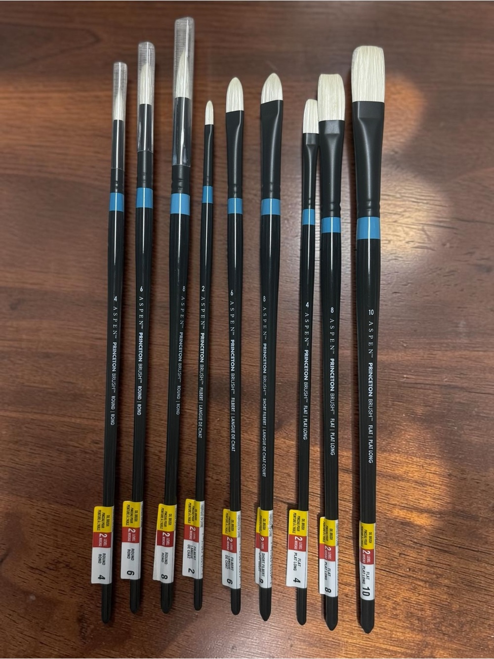 Princeton Aspen Professional Oil Acrylic Paint Brushes Lot of 9 New Sizes 2-10